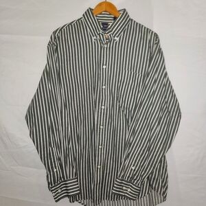 T. Harris London - Men's XL - Gray Button Down Shirt - Striped Long Sleeve